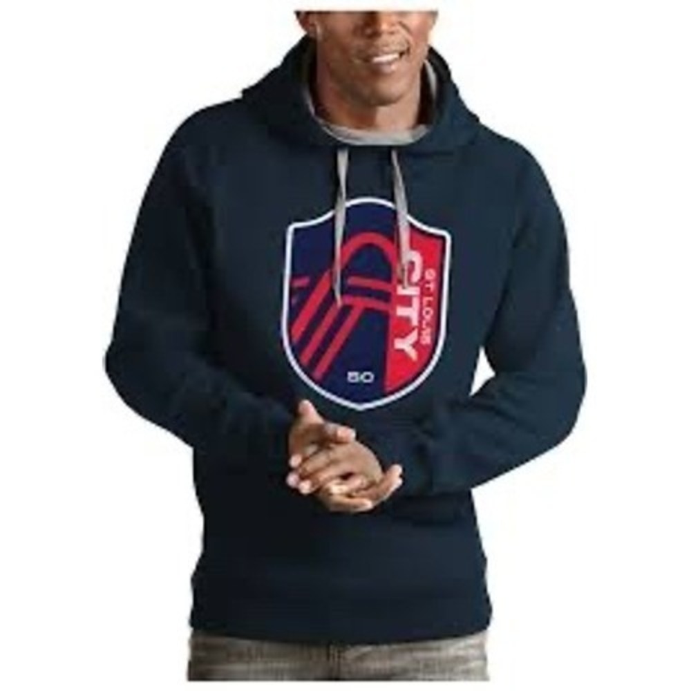 St Louis City SC Antigua‎ Navy Blue Hockey Hoodie Sweatshirt Size L